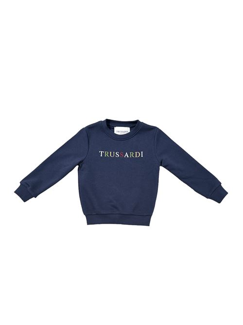 Felpa blu con logo colorato TRUSSARDI | TBA23120FEBLU