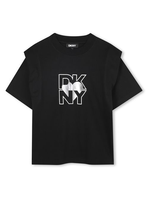 T-shirt nera con logo DKNY | D62417NERO