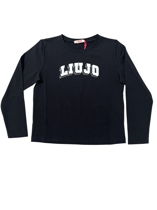 T-shirt nera con logo LIUJO | GF504322222