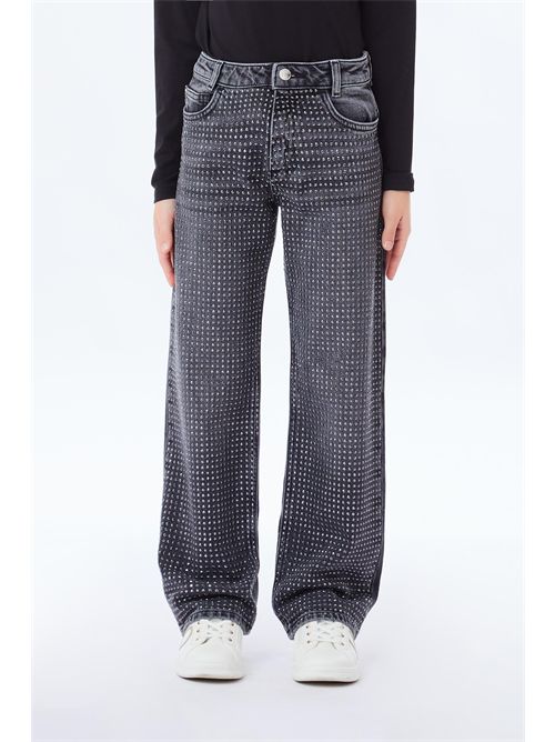 Jeans nero con strass LIUJO | GF512687265