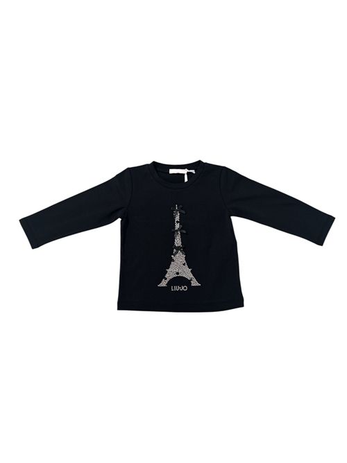 T-shirt nera torre LIUJO | KF5048N9622