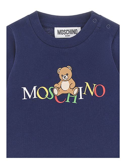 T-shirt blu logo multicolor MOSCHINO | MWO00R40016